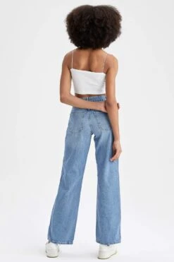 DeFacto Geniş Paça Yıkamalı Jean %100 Pamuk Pantolon -Tunik Style X3051AZ 22SP NM28 07 02
