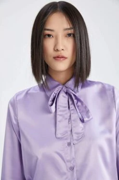 DeFacto Regular Fit Basic Fular Yaka Uzun Kollu Saten Gömlek -Tunik Style X3259AZ 22SM PR77 07 01