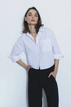 DeFacto Crop Poplin Uzun Kollu %100 Pamuk Gömlek