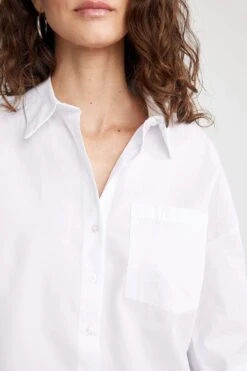 DeFacto Crop Poplin Uzun Kollu %100 Pamuk Gömlek -Tunik Style X3450AZ 23SP WT34 08 01
