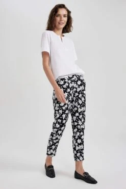 DeFacto Çiçek Desenli Keten Görünümlü Pantolon -Tunik Style X3471AZ 23SM BK81 03 02