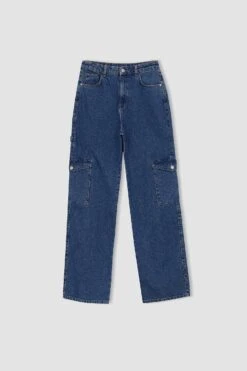 DeFacto 90's Wide Leg Yüksek Bel Geniş Paça Ekstra Uzun Kargo Jean %100 Pamuk Pantolon -Tunik Style X3826AZ 22SM NM28 07 08