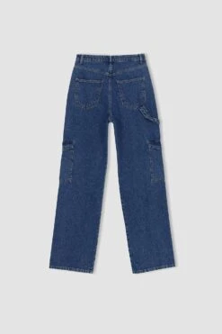 DeFacto 90's Wide Leg Yüksek Bel Geniş Paça Ekstra Uzun Kargo Jean %100 Pamuk Pantolon -Tunik Style X3826AZ 22SM NM28 09 07