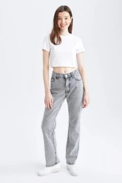 DeFacto Boyfriend Düşük Bel Soluk Efektli Jean %100 Pamuk Pantolon -Tunik Style X4398AZ 22SM NM55 03 01