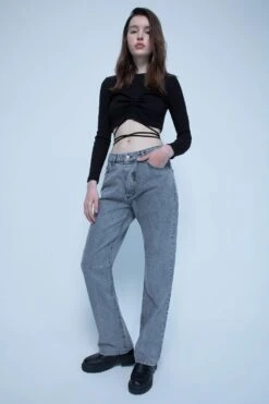 DeFacto Boyfriend Düşük Bel Soluk Efektli Jean %100 Pamuk Pantolon -Tunik Style X4398AZ 22SM NM55 06 01