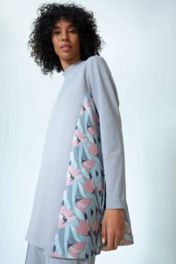 DeFacto Regular Fit Yarım Balıkçı Yaka Baskılı Uzun Kollu Tunik