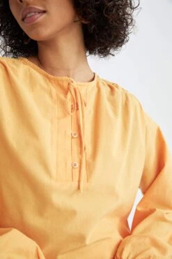 DeFacto Regular Fit Yakası Bağcıklı Gömlek %100 Pamuk Tunik -Tunik Style X6572AZ 22SM YL303 07 02