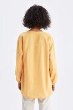 DeFacto Regular Fit Yakası Bağcıklı Gömlek %100 Pamuk Tunik -Tunik Style X6572AZ 22SM YL303 08 02