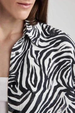 DeFacto Oversize Fit Zebra Desenli Maroken Uzun Kollu Gömlek -Tunik Style X6681AZ 22SM WT34 06 03