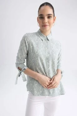 DeFacto Traditional Regular Fit Desenli Fiyonk Detaylı Gömlek -Tunik Style X6695AZ 23SP GN50 05 03