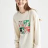 DeFacto Disney Mickey & Minnie Relax Fit Bisiklet Yaka Sweatshirt %100 Pamuk Tunik