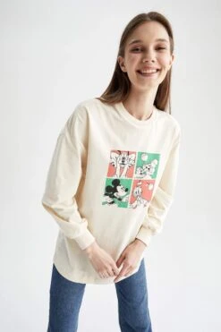 DeFacto Disney Mickey & Minnie Relax Fit Bisiklet Yaka Sweatshirt %100 Pamuk Tunik -Tunik Style X6910AZ 22SM ER144 03 01