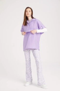 DeFacto Coool Desenli Normal Bel İspanyol Paça Uzun Pantolon -Tunik Style X7048AZ 22SP PR40 04 02