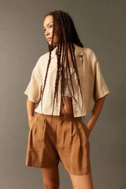 DeFacto Relax Fit Pijama Yaka Kısa Kollu Gömlek