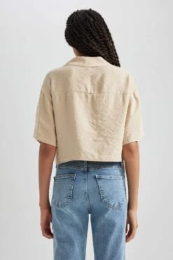 DeFacto Relax Fit Pijama Yaka Kısa Kollu Gömlek -Tunik Style X7255AZ 23SM BG352 09 01