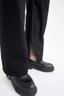 DeFacto Yüksek Bel Geniş Paça Yırtmaç Detaylı %100 Pamuk Pantolon -Tunik Style X7620AZ 22SP BK27 07 02