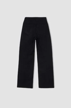 DeFacto Yüksek Bel Geniş Paça Yırtmaç Detaylı %100 Pamuk Pantolon -Tunik Style X7620AZ 22SP BK27 10 01