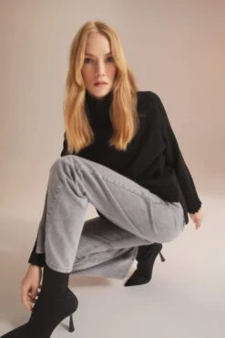 DeFacto Oversize Fit Balıkçı Yaka Uzun Kollu Triko Tunik