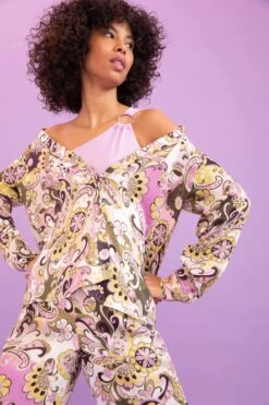 DeFacto Regular Fit Desenli Saten Uzun Kollu Gömlek