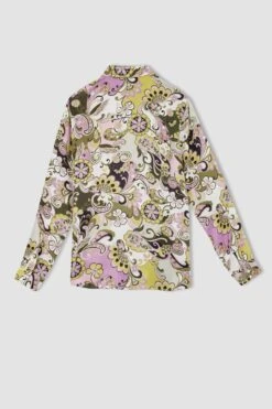 DeFacto Regular Fit Desenli Saten Uzun Kollu Gömlek -Tunik Style X7748AZ 22SM PR77 10 01