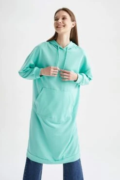 DeFacto Oversize Fit Kapüşonlu Kanguru Cepli Sweatshirt Tunik -Tunik Style X7946AZ 22SM TR219 05 02