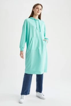 DeFacto Oversize Fit Kapüşonlu Kanguru Cepli Sweatshirt Tunik -Tunik Style X7946AZ 22SM TR219 06 02