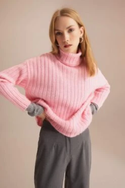 DeFacto Oversize Fit Balıkçı Yaka Ribana Tunik