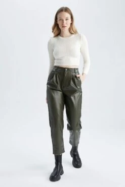 DeFacto Carrot Fit Suni Deri Pantolon