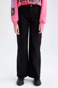 DeFacto Coool Kargo Cepli Geniş Paça Gabardin %100 Pamuk Pantolon 13 DeFacto Coool Kargo Cepli Geniş Paça Gabardin %100 Pamuk Pantolon -Tunik Style X8466AZ 22AU BK27 04 01