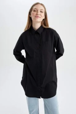 DeFacto Relax Fit Poplin Uzun Kollu Tunik -Tunik Style X8891AZ 22AU BK27 04 01