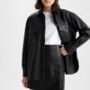 DeFacto Oversize Fit Gömlek Yaka Suni Deri Uzun Kollu Gömlek -Tunik Style X9264AZ 23SP BK27 01 01