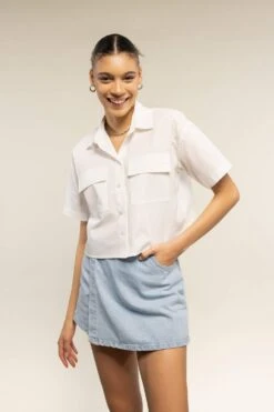 DeFacto Coool Oversize Fit Kısa Kollu %100 Pamuk Gömlek -Tunik Style X9682AZ 23SM ER105 03 01