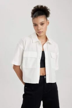 DeFacto Coool Oversize Fit Kısa Kollu %100 Pamuk Gömlek -Tunik Style X9682AZ 23SM ER105 06 02