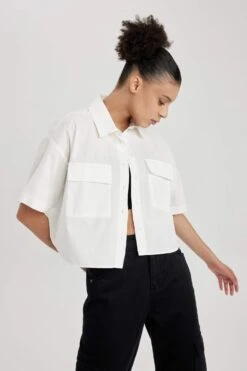 DeFacto Coool Oversize Fit Kısa Kollu %100 Pamuk Gömlek -Tunik Style X9682AZ 23SM ER105 07 02