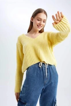 DeFacto Coool Oversize Fit V Yaka Triko Kazak