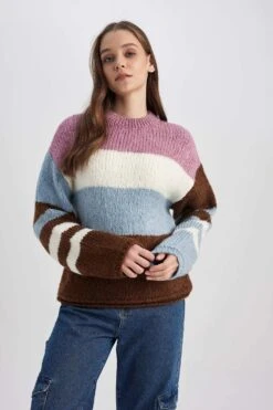 DeFacto Coool Oversize Fit Bisiklet Yaka Triko Kazak 13 DeFacto Coool Oversize Fit Bisiklet Yaka Triko Kazak -Tunik Style X9766AZ 22WN BN271 03 03