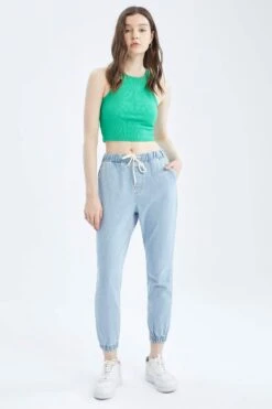 DeFacto Jogger Yüksek Bel Jean %100 Pamuk Pantolon 12 DeFacto Jogger Yüksek Bel Jean %100 Pamuk Pantolon -Tunik Style Y0080AZ 22SM NM39 02 02