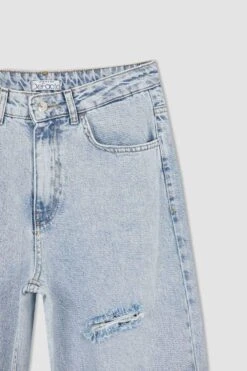 DeFacto Geniş Paça Yüksek Bel Paça Ucu Kesik Detaylı Jean %100 Pamuk Pantolon -Tunik Style Y0082AZ 22SM NM39 09 01