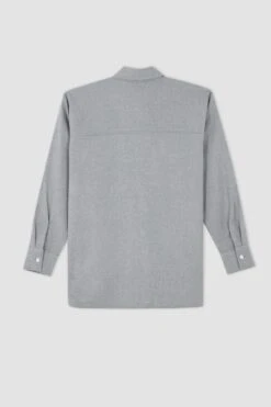 DeFacto Oversize Fit Gömlek Yaka Flanel Uzun Kollu Gömlek -Tunik Style Y0601AZ 22AU GR125 07 01