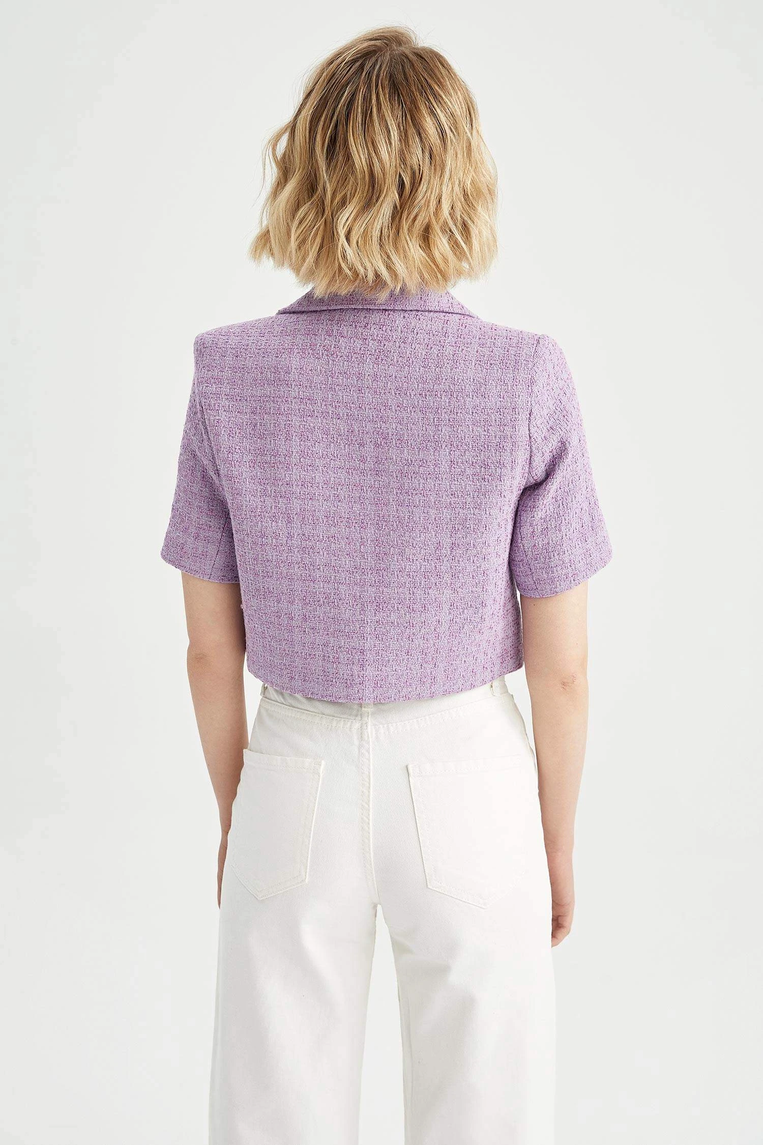 DeFacto Crop Tweed Kısa Kollu Blazer Ceket 8 DeFacto Crop Tweed Kısa Kollu Blazer Ceket – Bild 6