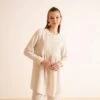 DeFacto Regular Fit Bisiklet Yaka Dantel Detaylı Keten Karışımlı Uzun Kollu Tişört Tunik -Tunik Style Y1581AZ 22SP BG33 01 03