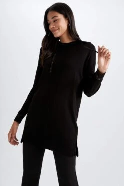 DeFacto Regular Fit Kapüşonlu Tunik -Tunik Style Y1604AZ 22WN BK27 07 01