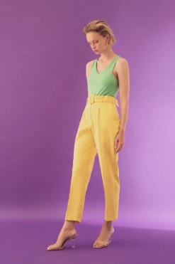 DeFacto Slim Fit Yüksek Bel Kemerli Cepli Pantolon