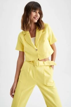 DeFacto Kısa Kollu Crop Blazer Ceket -Tunik Style Y1849AZ 22SM YL81 03 02