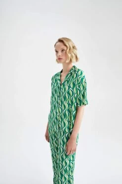 DeFacto Regular Fit Polo Yaka Maroken Kısa Kollu Gömlek 15 DeFacto Regular Fit Polo Yaka Maroken Kısa Kollu Gömlek -Tunik Style Y1911AZ 22SM GN326 04 02