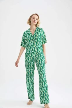 DeFacto Regular Fit Polo Yaka Maroken Kısa Kollu Gömlek 16 DeFacto Regular Fit Polo Yaka Maroken Kısa Kollu Gömlek -Tunik Style Y1911AZ 22SM GN326 05 02