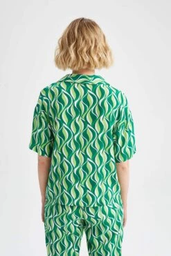 DeFacto Regular Fit Polo Yaka Maroken Kısa Kollu Gömlek 19 DeFacto Regular Fit Polo Yaka Maroken Kısa Kollu Gömlek -Tunik Style Y1911AZ 22SM GN326 08 03