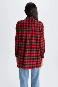 DeFacto Regular Fit Gömlek Yaka Kareli Flanel Uzun Kollu Tunik 7 DeFacto Regular Fit Gömlek Yaka Kareli Flanel Uzun Kollu Tunik -Tunik Style Y2374AZ 22AU RD79 03 01