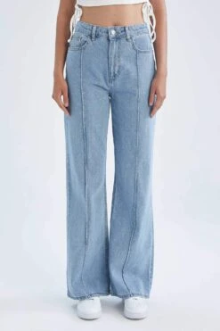 DeFacto Geniş Paça Yüksek Bel Jean %100 Pamuk Pantolon