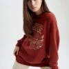 DeFacto Relax Fit Bisiklet Yaka Baskılı Sweatshirt Tunik